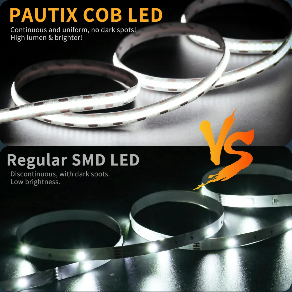 PAUTIX 5V USB LED Strip Light 2m (6.56ft) with Dimmer | 640 LEDs, 6000K Daylight White, CRI 90+ - view 8