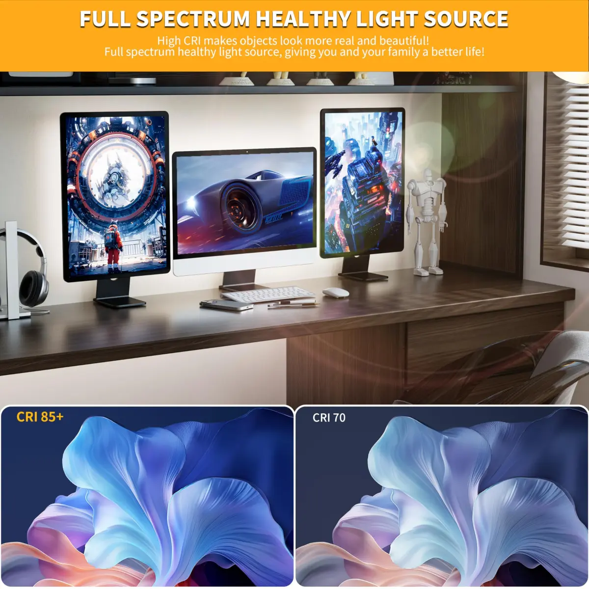 PAUTIX 5V USB LED Strip Light 2m (6.56ft) with Dimmer | 640 LEDs, 6000K Daylight White, CRI 90+ - view 4