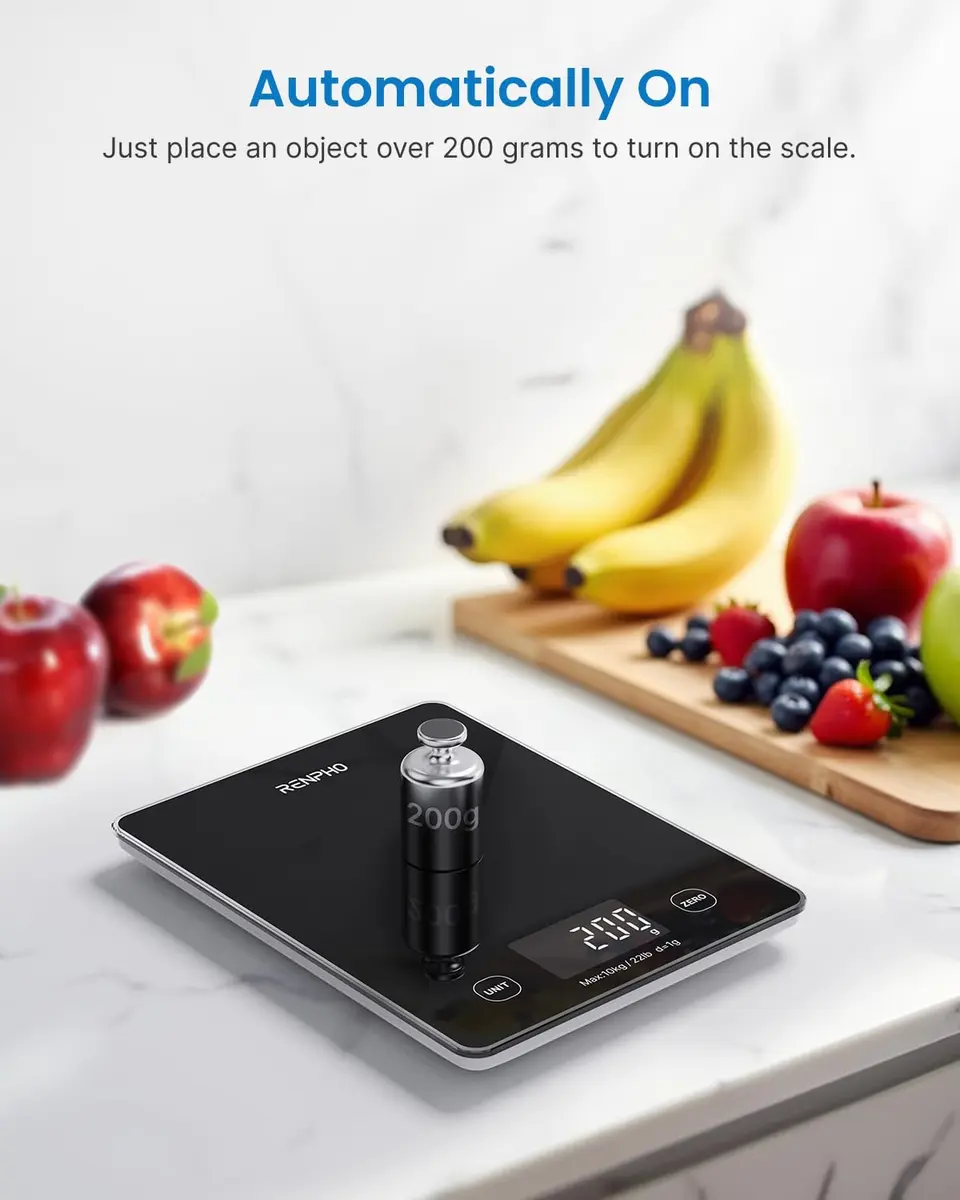 RENPHO Smart Food Scale with Nutritional Calculator, Bluetooth App, Black | Accurate Kitchen & Nutrition Tracking - view 5