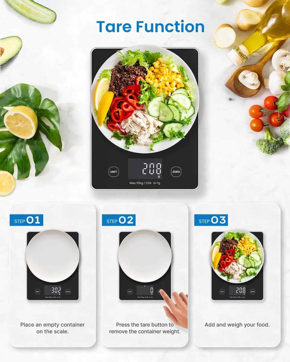 RENPHO Smart Food Scale with Nutritional Calculator, Bluetooth App, Black | Accurate Kitchen & Nutrition Tracking - view 8