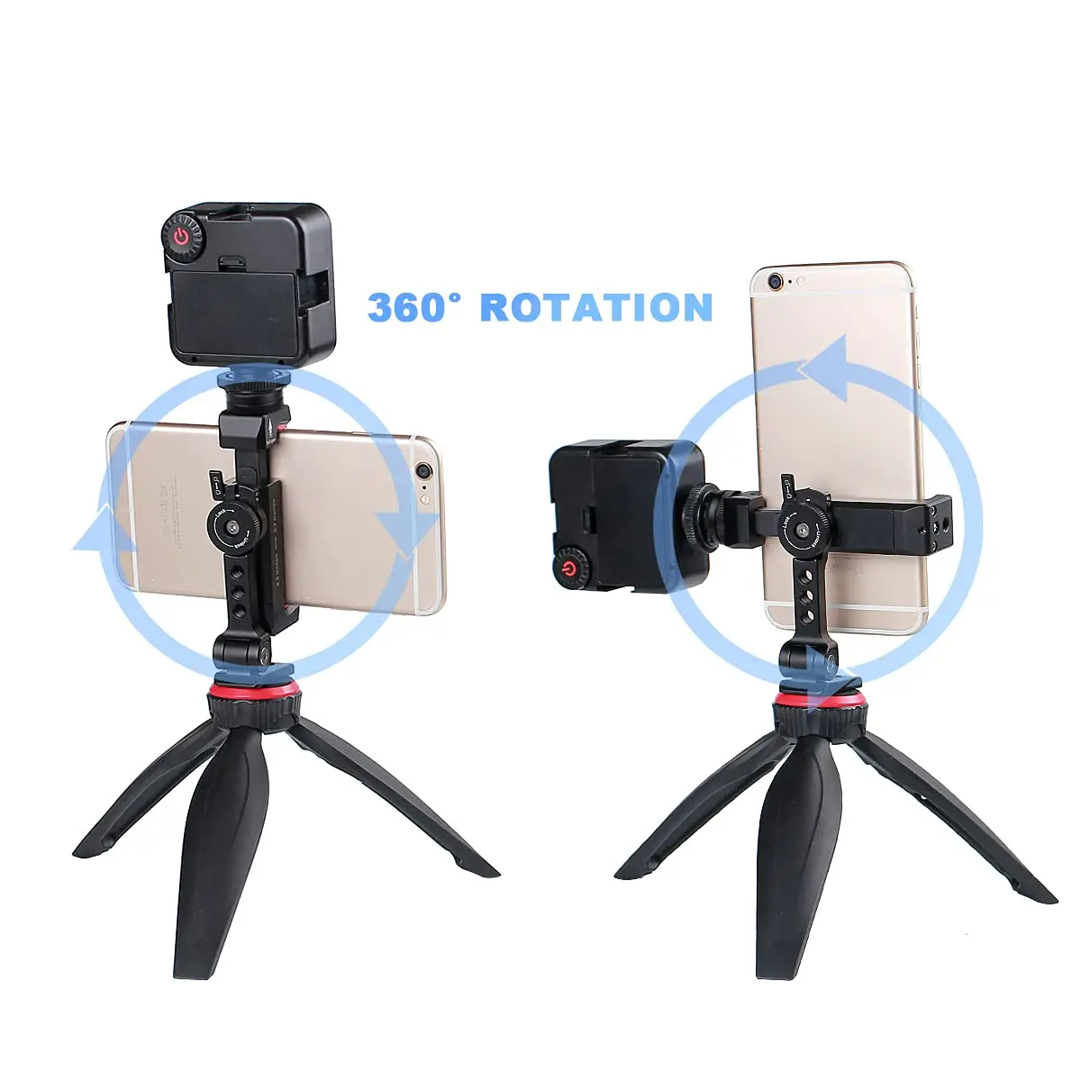 ARNARKOK Metal Phone Tripod Mount with Rotatable Cold Shoe | 360° Swivel & Tilt, Aluminum Body for Vlogging & Live Streaming - view 4