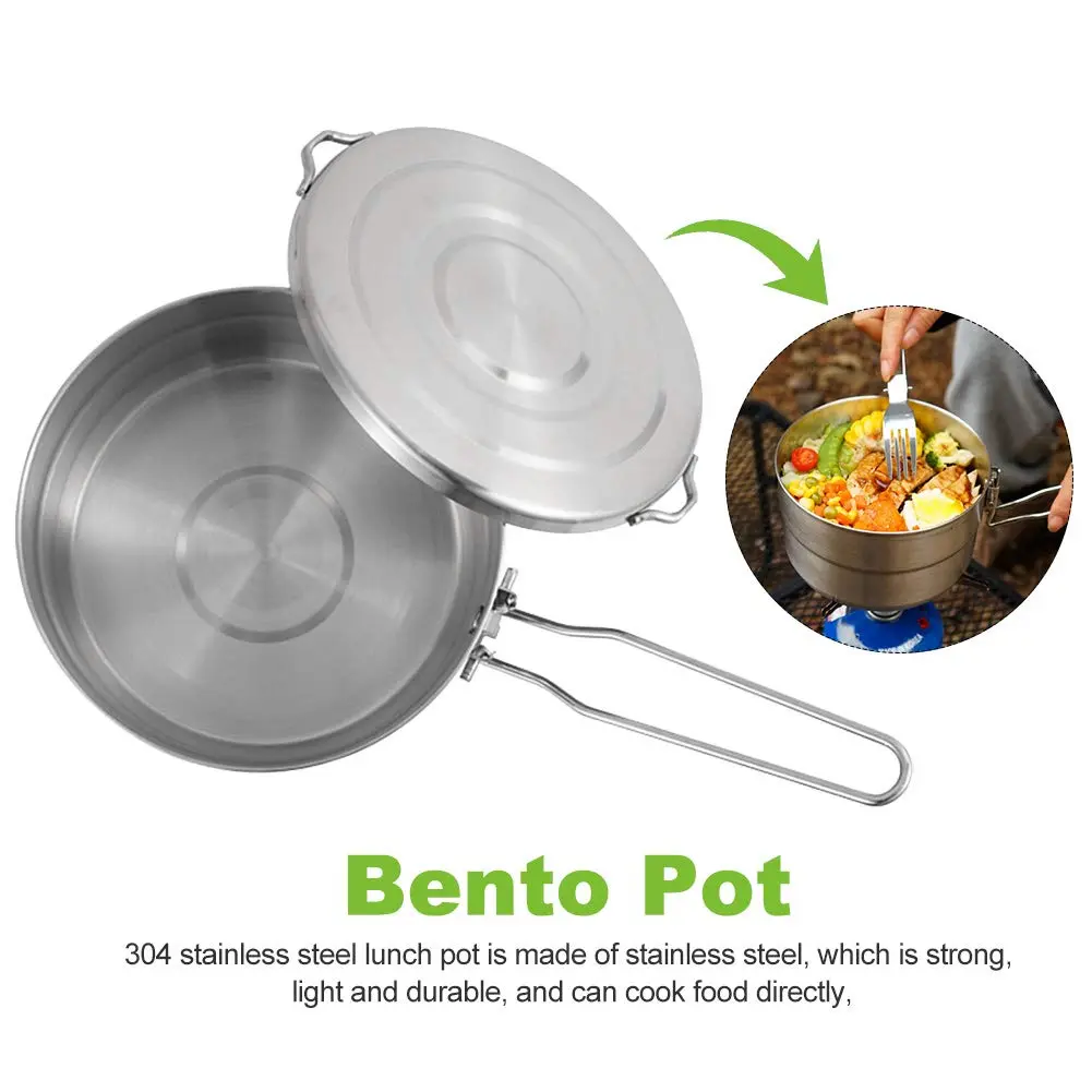 Denpetec 1.5L Stainless Steel Camping Pot with Lid & Folding Handle | Durable Outdoor Cookware (70-120 chars) - view 7