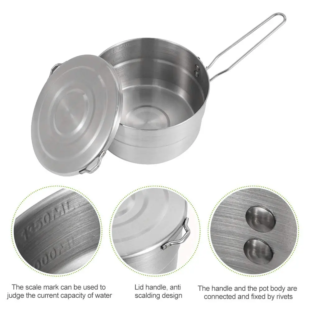 Denpetec 1.5L Stainless Steel Camping Pot with Lid & Folding Handle | Durable Outdoor Cookware (70-120 chars) - view 8