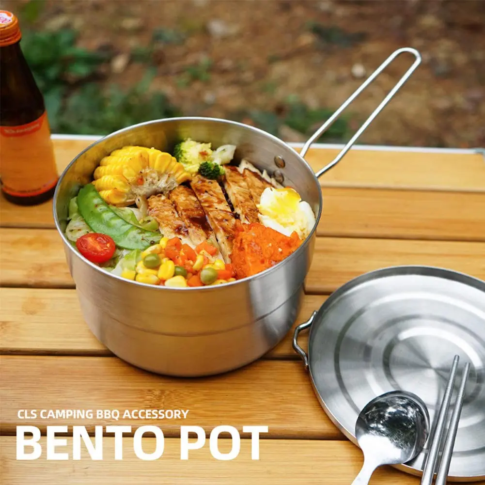 Denpetec 1.5L Stainless Steel Camping Pot with Lid & Folding Handle | Durable Outdoor Cookware (70-120 chars) - view 4