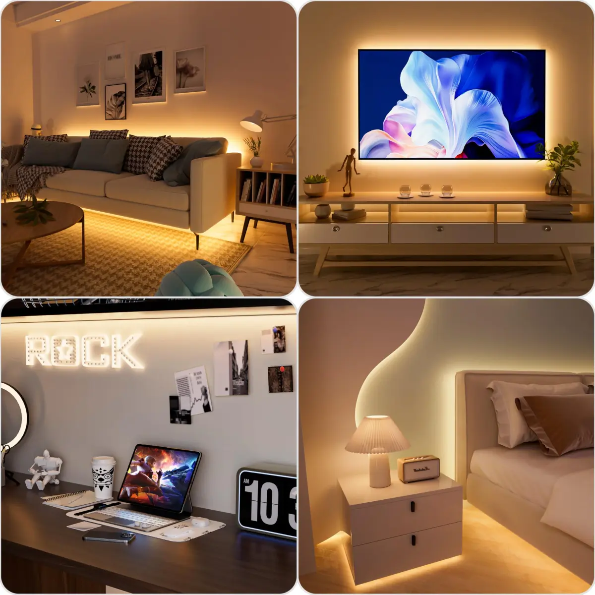 PAUTIX COB LED Strip Lights 2M (6.56ft) Warm White | Dotless Super Bright Dimmable USB Powered for TV Backlight, Under Cabinet, Bedroom, Kitchen Lighting - view 6