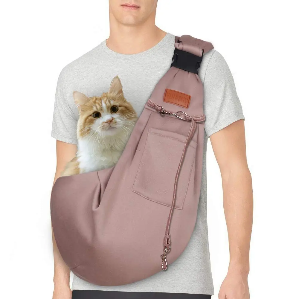 FDJASGY Small Dog Sling Carrier Khaki | Hands-Free Adjustable Pet Travel Bag for Outdoor Travel - view 2