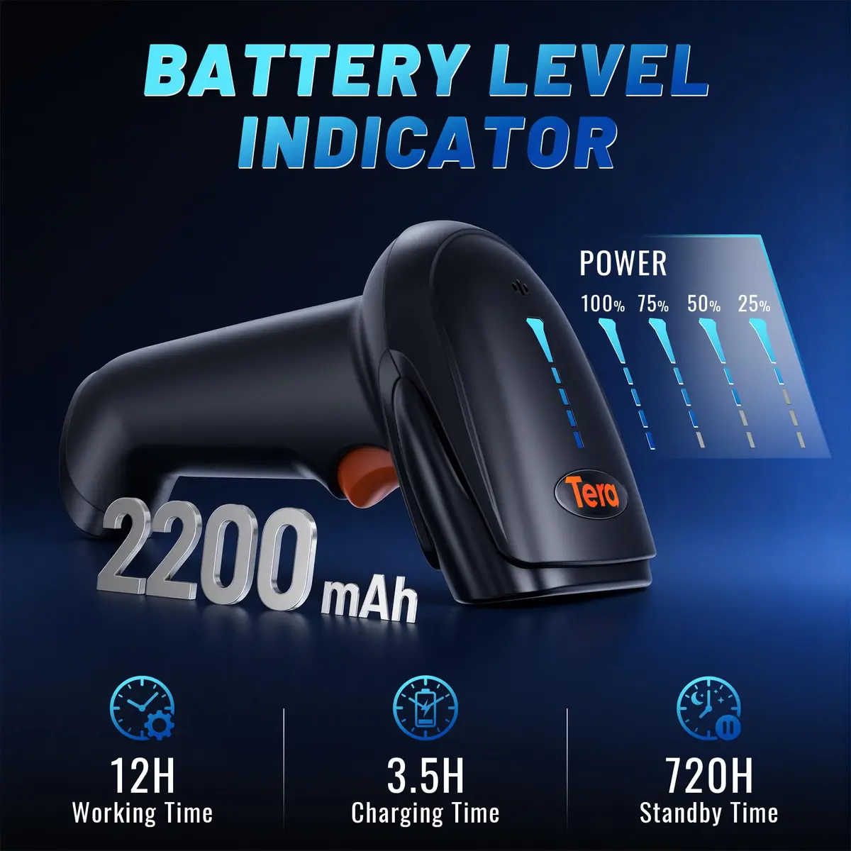 Tera Barcode Scanner 2D Wireless | Battery Indicator & Stand, HW0002 - view 2