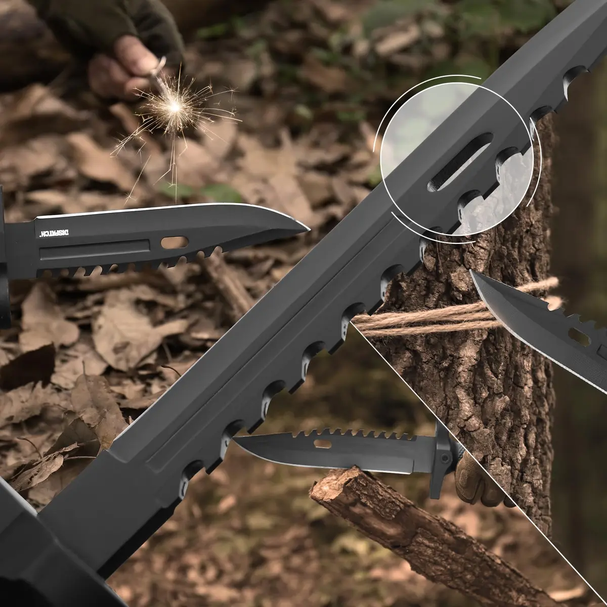 Dispatch Fixed Blade Hunting Knife with Sheath, 12-inch | Tactical Bowie Knife for Bushcraft & Camping - view 6