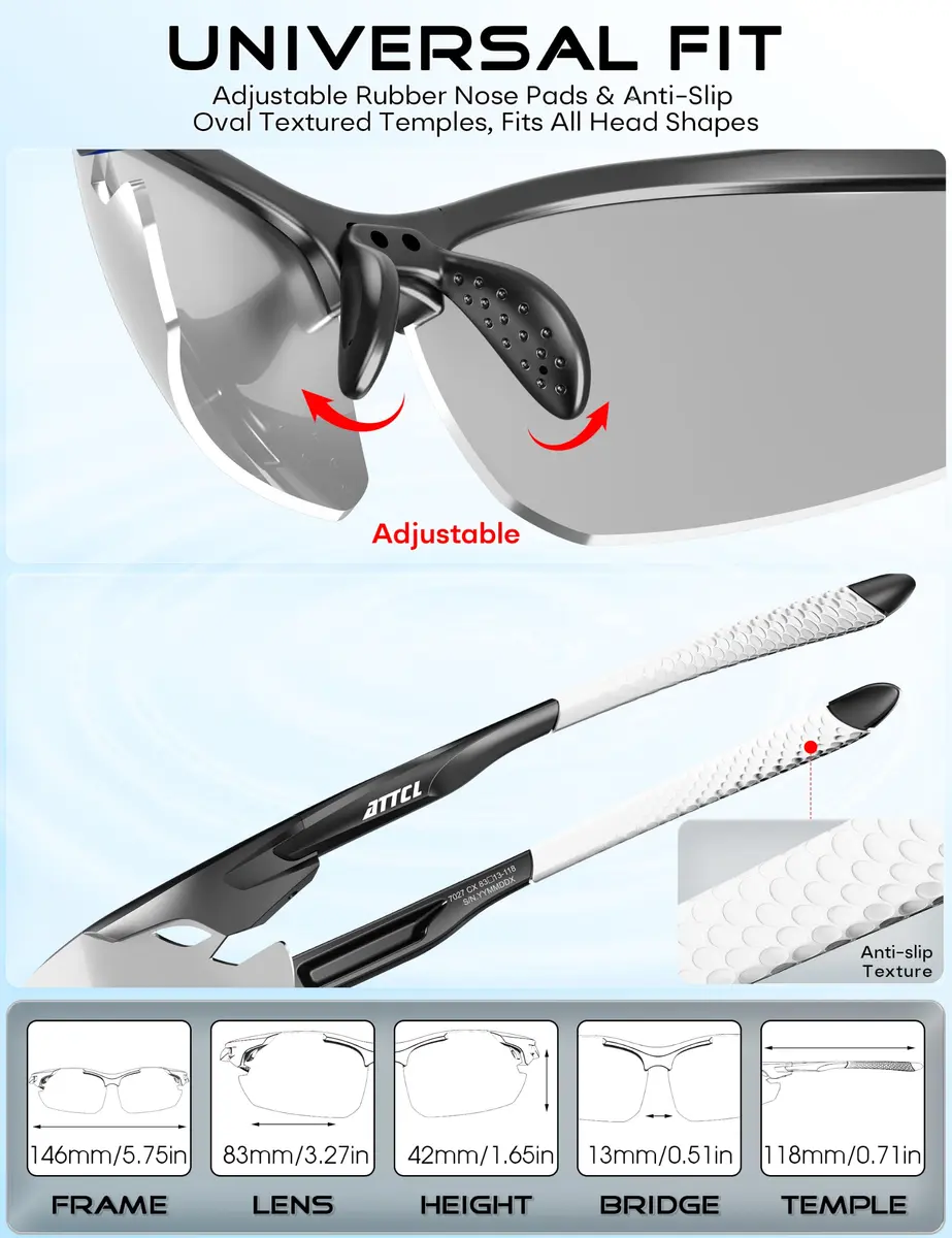 ATTCL Polarized Wrap Around Sunglasses for Men | TR90 Frame, UV400 Protection, 77mm Lens Width - view 6