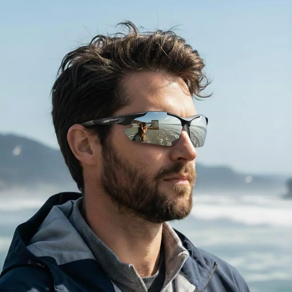ATTCL Polarized Wrap Around Sunglasses for Men | TR90 Frame, UV400 Protection, 77mm Lens Width - view 9