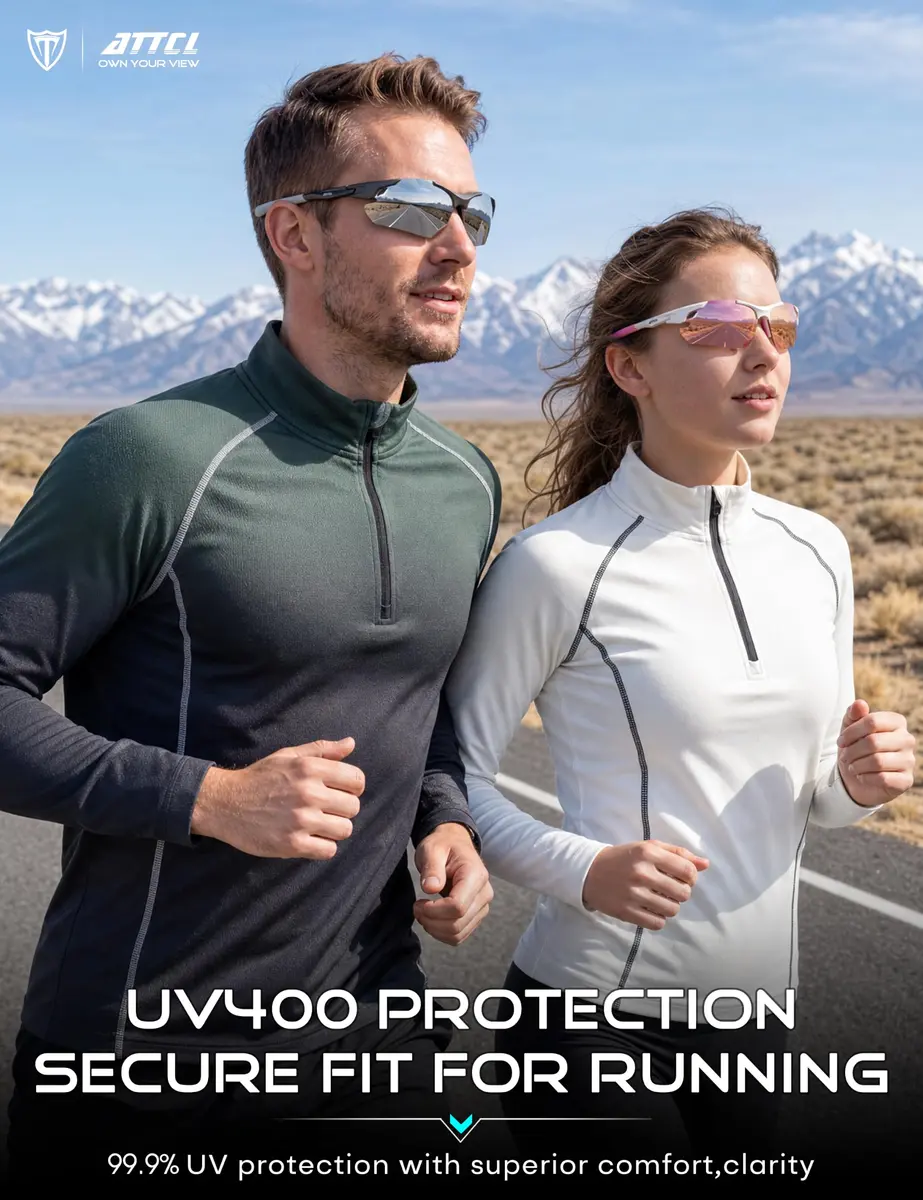 ATTCL Polarized Wrap Around Sunglasses for Men | TR90 Frame, UV400 Protection, 77mm Lens Width - view 2