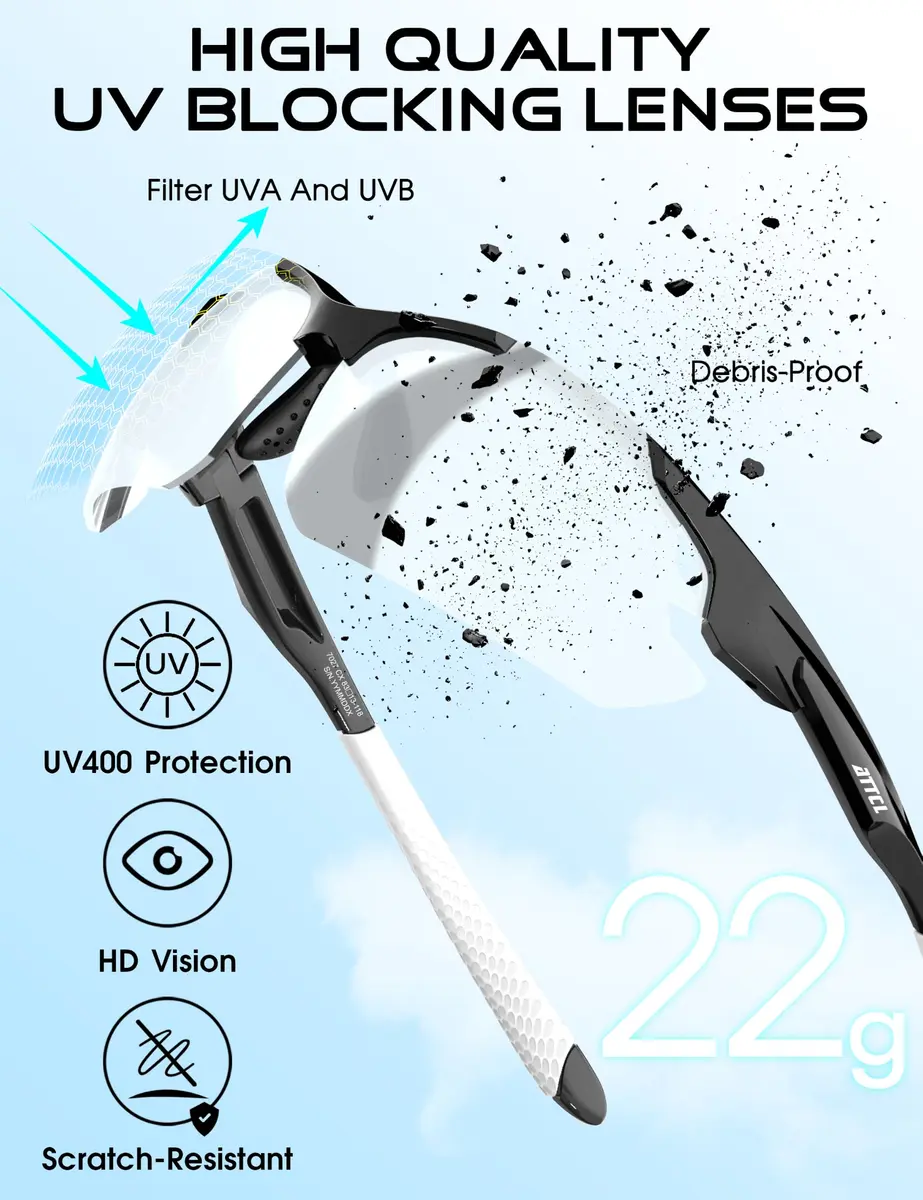 ATTCL Polarized Wrap Around Sunglasses for Men | TR90 Frame, UV400 Protection, 77mm Lens Width - view 4