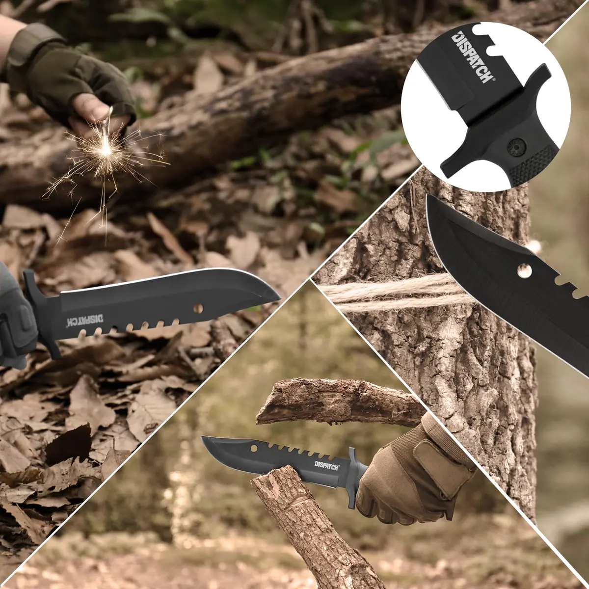 Dispatch Fixed Blade Hunting Knife with Sheath, 12-inch | Tactical Bowie Knife for Outdoors & Camping - view 6
