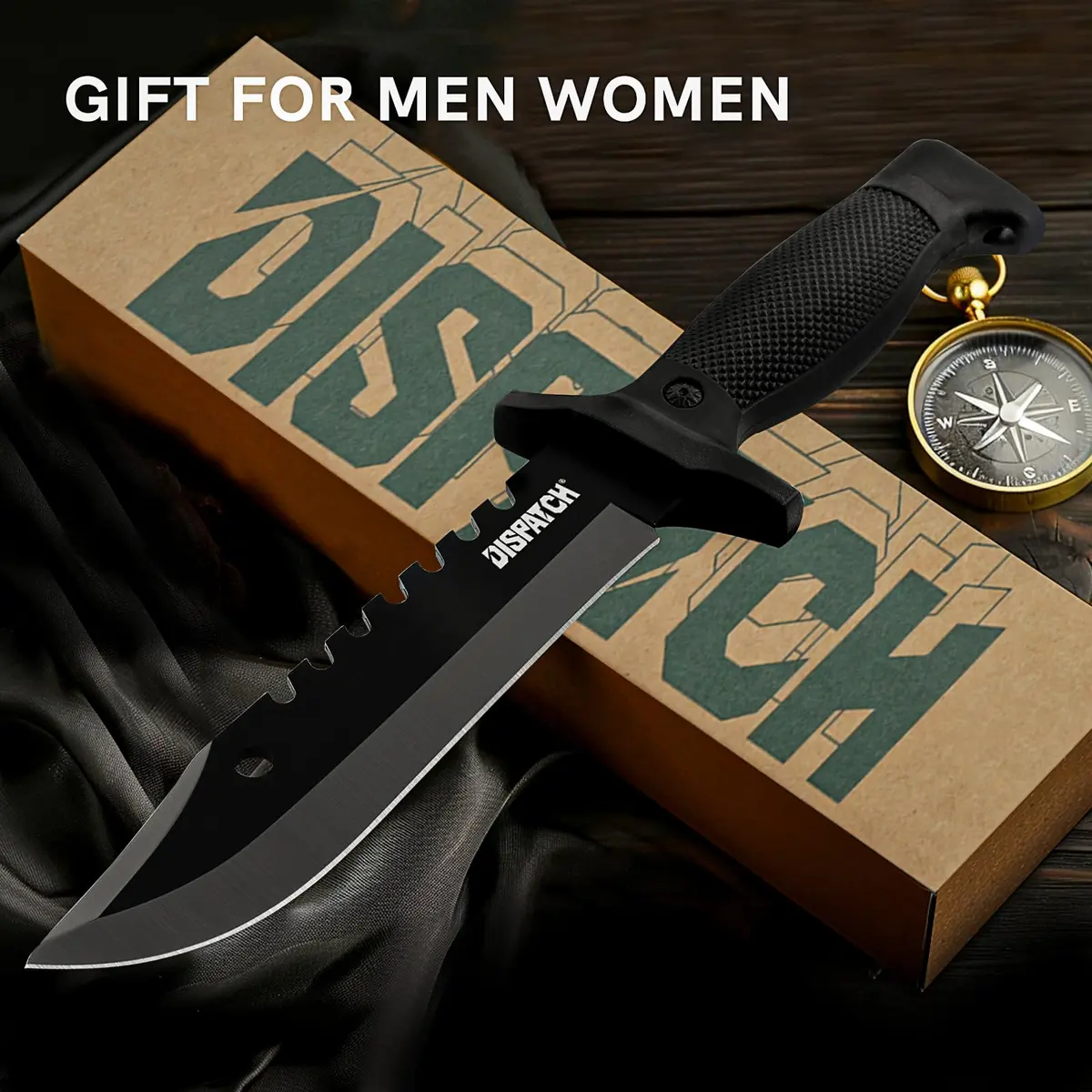Dispatch Fixed Blade Hunting Knife with Sheath, 12-inch | Tactical Bowie Knife for Outdoors & Camping - view 7