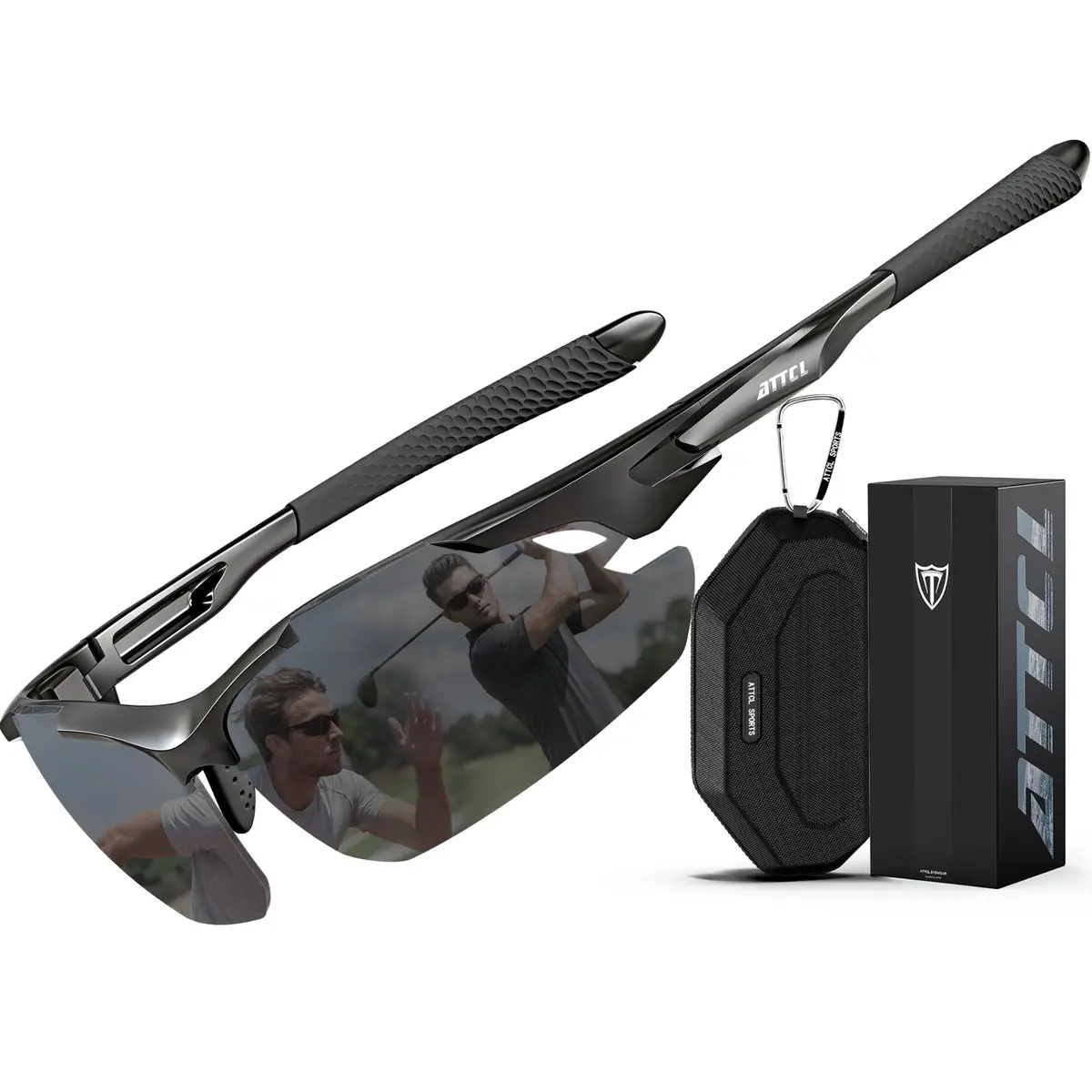 ATTCL Polarized Wrap Around Sunglasses for Men | UV400 Protection, TR90 Frame, 77mm Lens Width - main product image