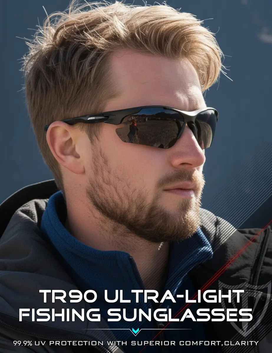 ATTCL Polarized Wrap Around Sunglasses for Men | UV400 Protection, TR90 Frame, 77mm Lens Width - view 8