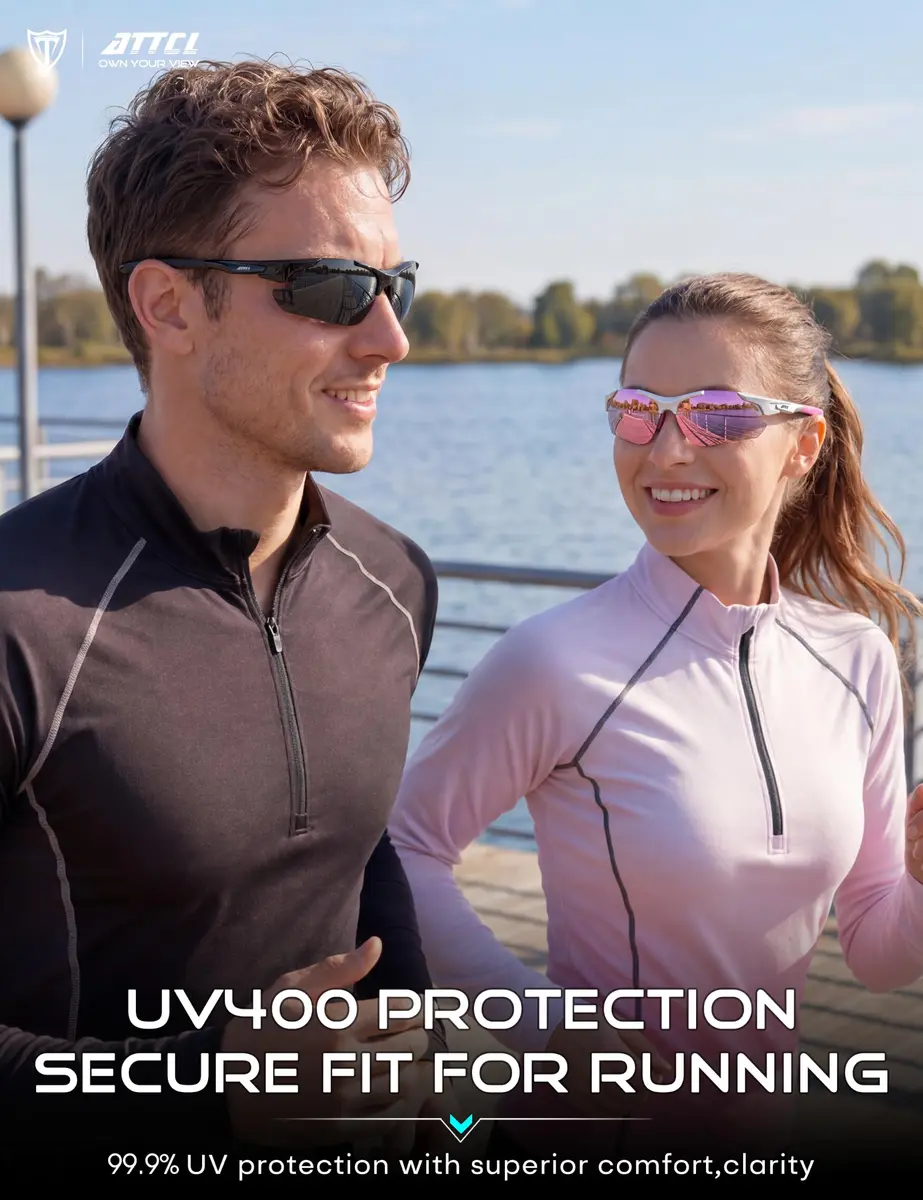 ATTCL Polarized Wrap Around Sunglasses for Men | UV400 Protection, TR90 Frame, 77mm Lens Width - view 2