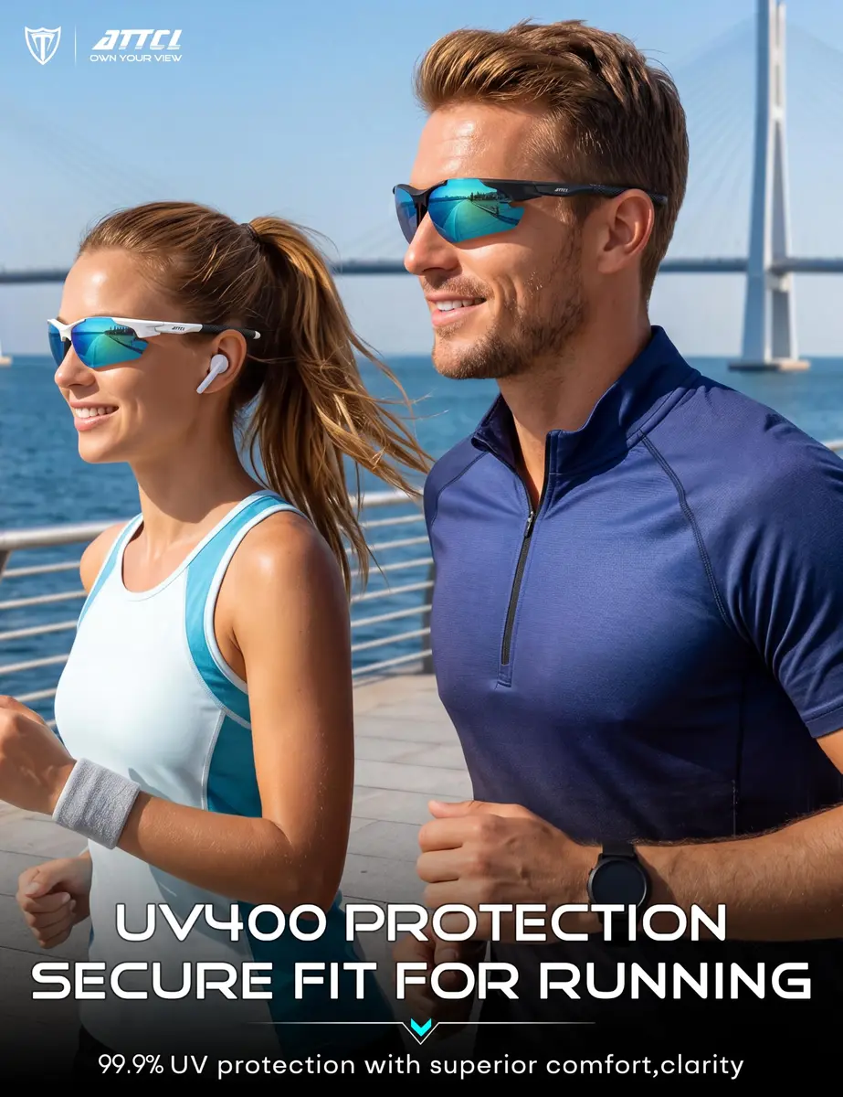 ATTCL Polarized Wrap Around Sunglasses for Men 77mm (2.4 in) | UV400 Protection, Anti-Glare Coating - view 2