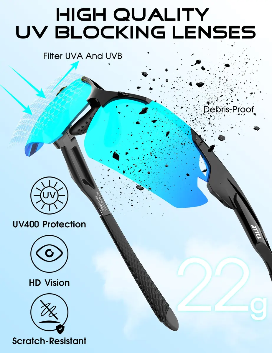 ATTCL Polarized Wrap Around Sunglasses for Men 77mm (2.4 in) | UV400 Protection, Anti-Glare Coating - view 4