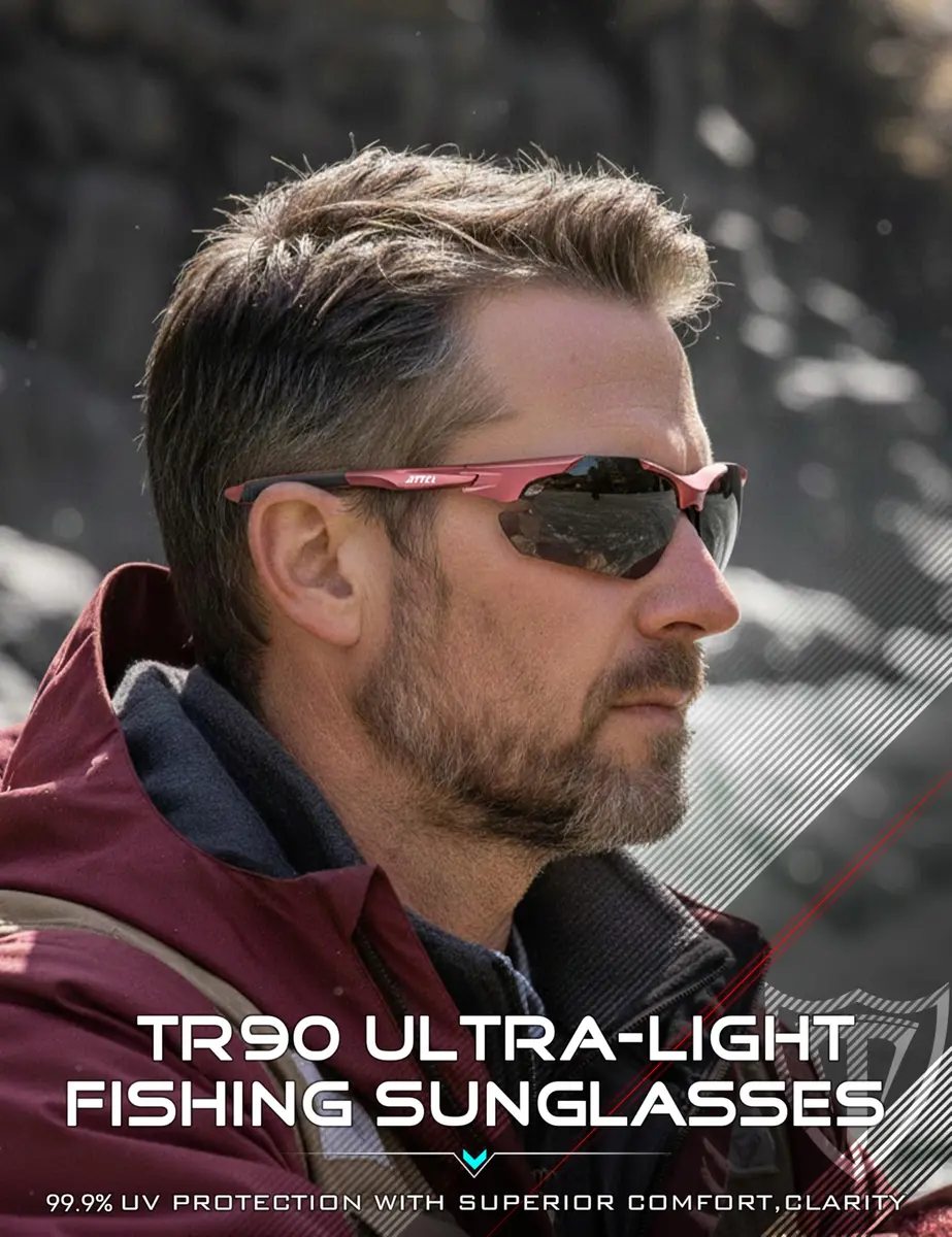ATTCL Polarized Sports Sunglasses for Men, Wrap Around TR90 UV400 Protection, 77mm Lens Width | Running, Fishing, Golf - view 8