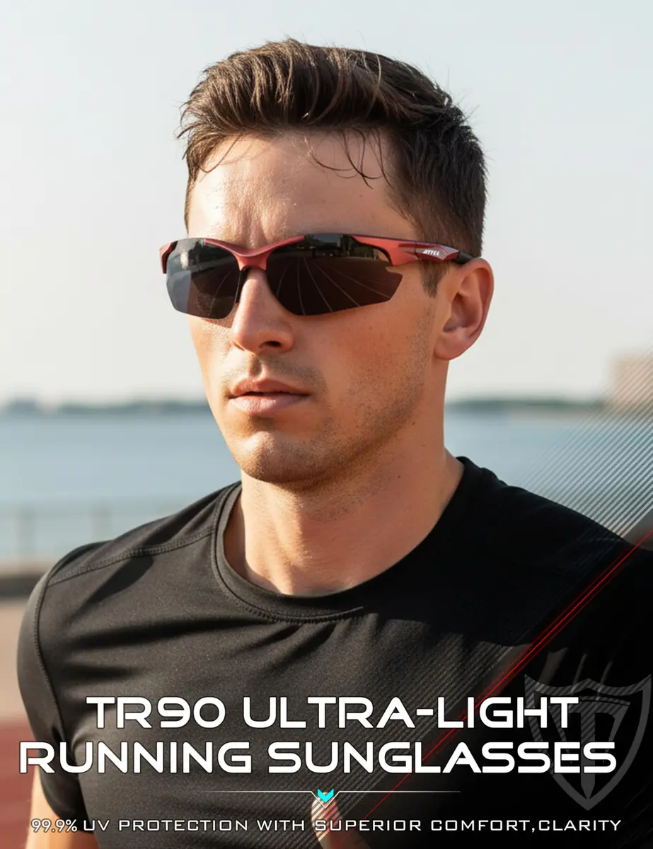 ATTCL Polarized Sports Sunglasses for Men, Wrap Around TR90 UV400 Protection, 77mm Lens Width | Running, Fishing, Golf - view 9