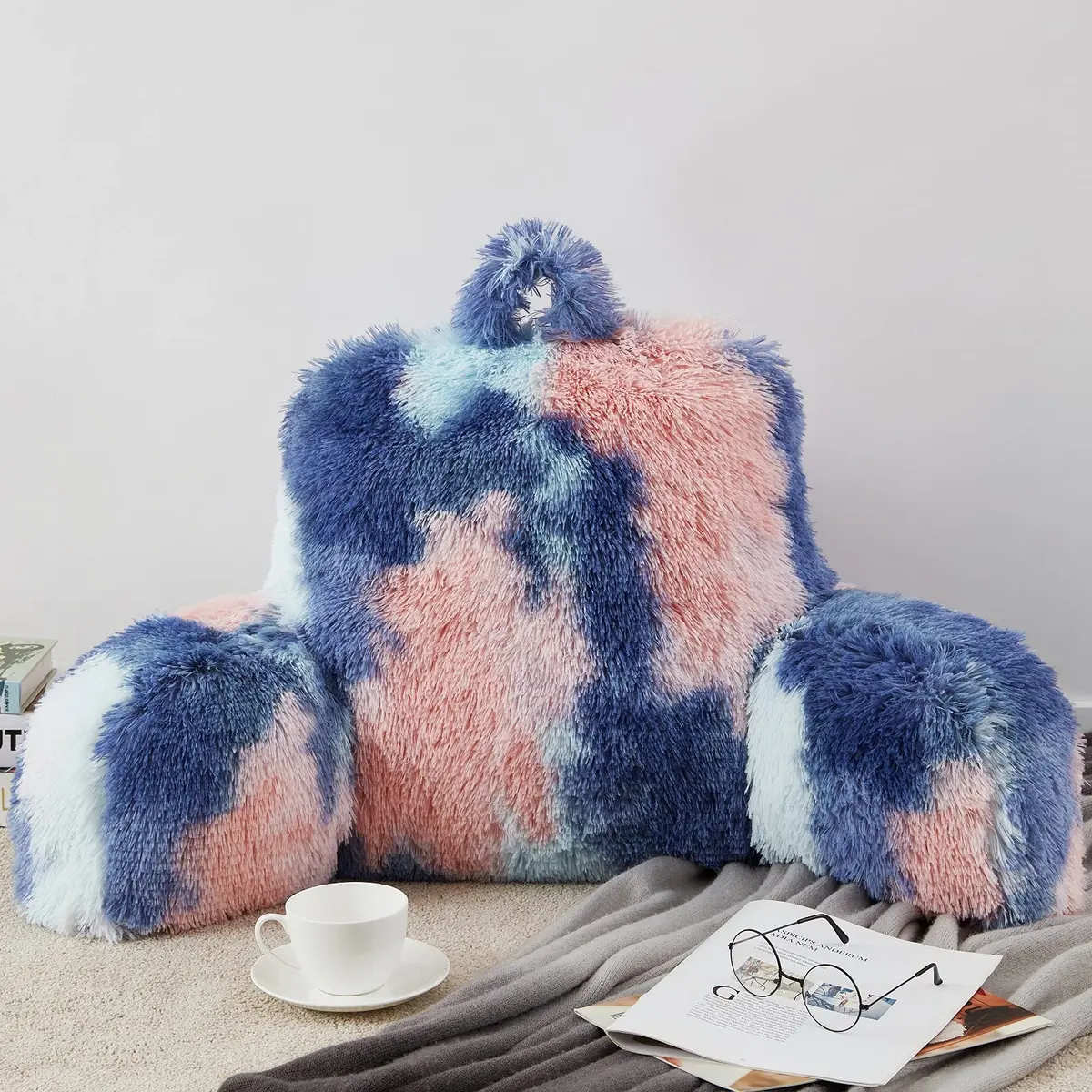 Ｂａｒｏｂｋｅ Bed Fluffy Fur Reading Pillow for Adults & Kids | Unisize, Support & Comfort in Bed or Chair - view 8