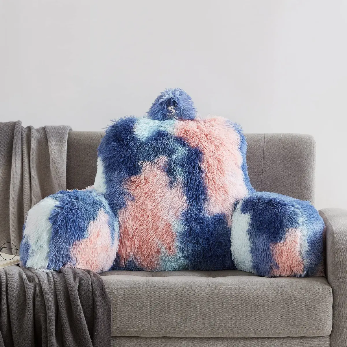 Ｂａｒｏｂｋｅ Bed Fluffy Fur Reading Pillow for Adults & Kids | Unisize, Support & Comfort in Bed or Chair - view 2