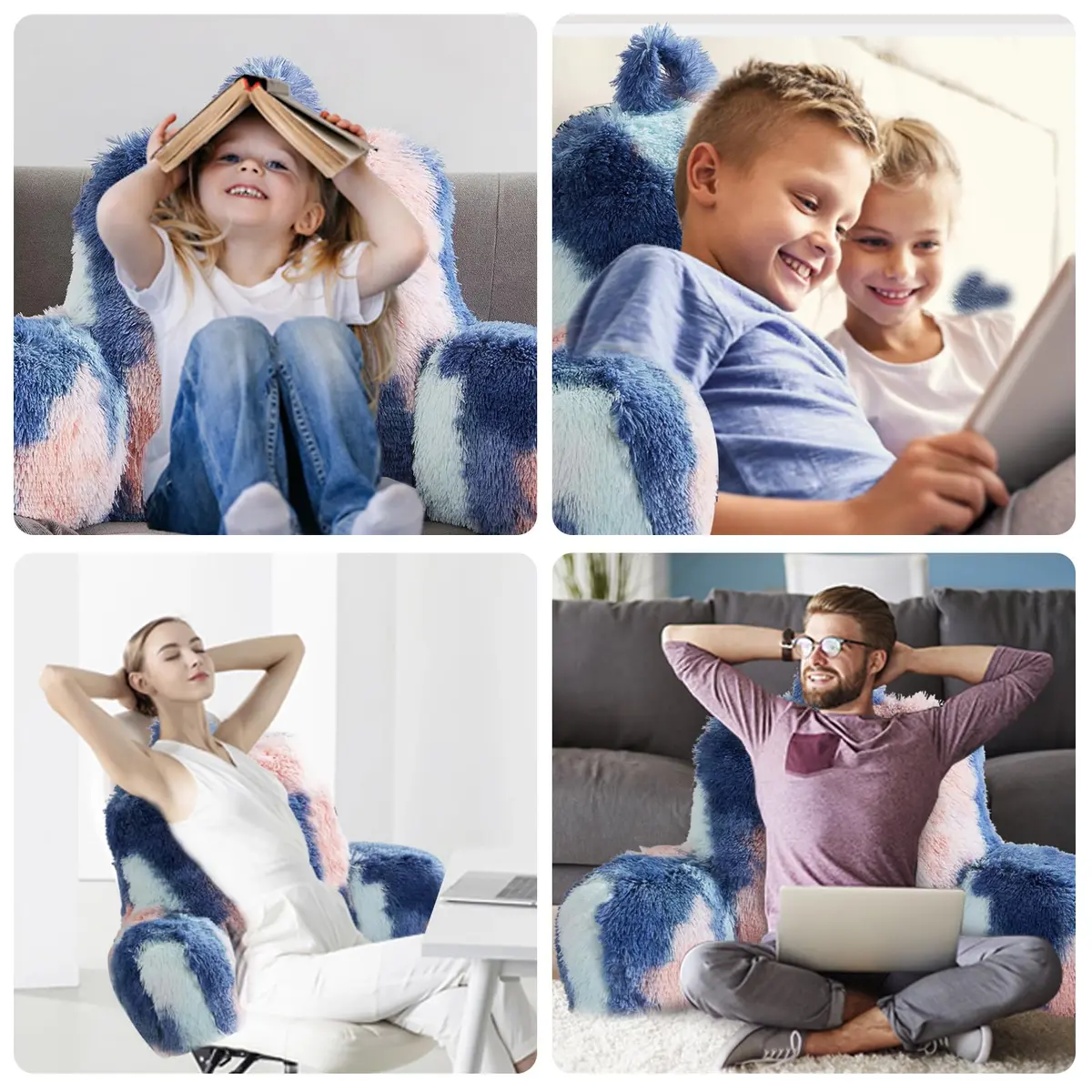 Ｂａｒｏｂｋｅ Bed Fluffy Fur Reading Pillow for Adults & Kids | Unisize, Support & Comfort in Bed or Chair - view 3