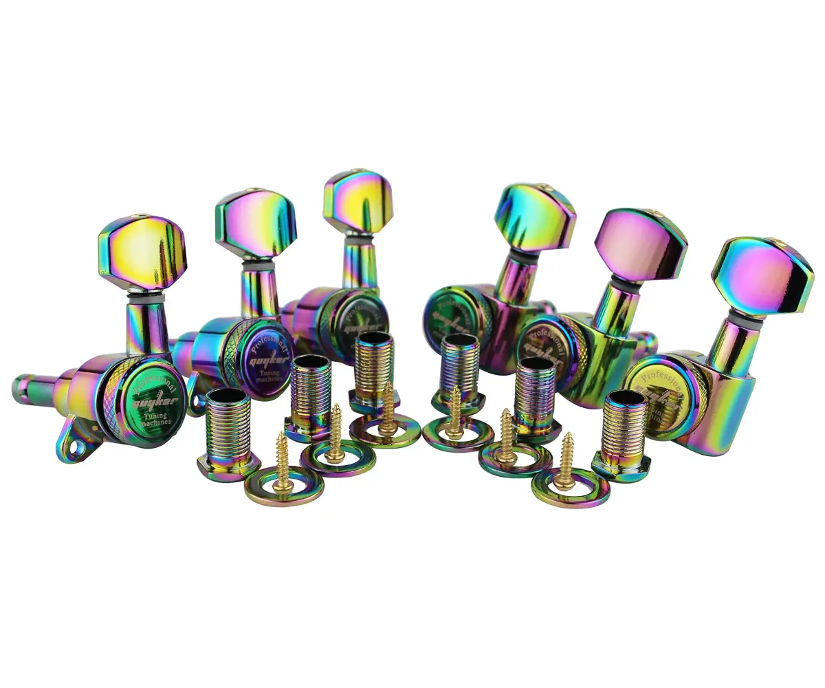 Guyker Guitar Locking Tuners (6-Pack, Left) - 1:18 Ratio Machine Heads | Chameleon Rainbow Finish - main product image