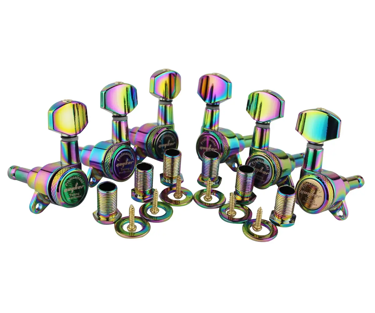 Guyker Chameleon Rainbow 3L + 3R Guitar Locking Tuners - 1:18 Ratio Machine Heads - main product image
