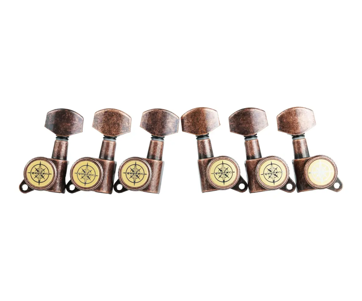Guyker Guitar Locking Tuners (3L+3R) - 1:18 Ratio Machine Heads | Antique Bronze Finish - view 2