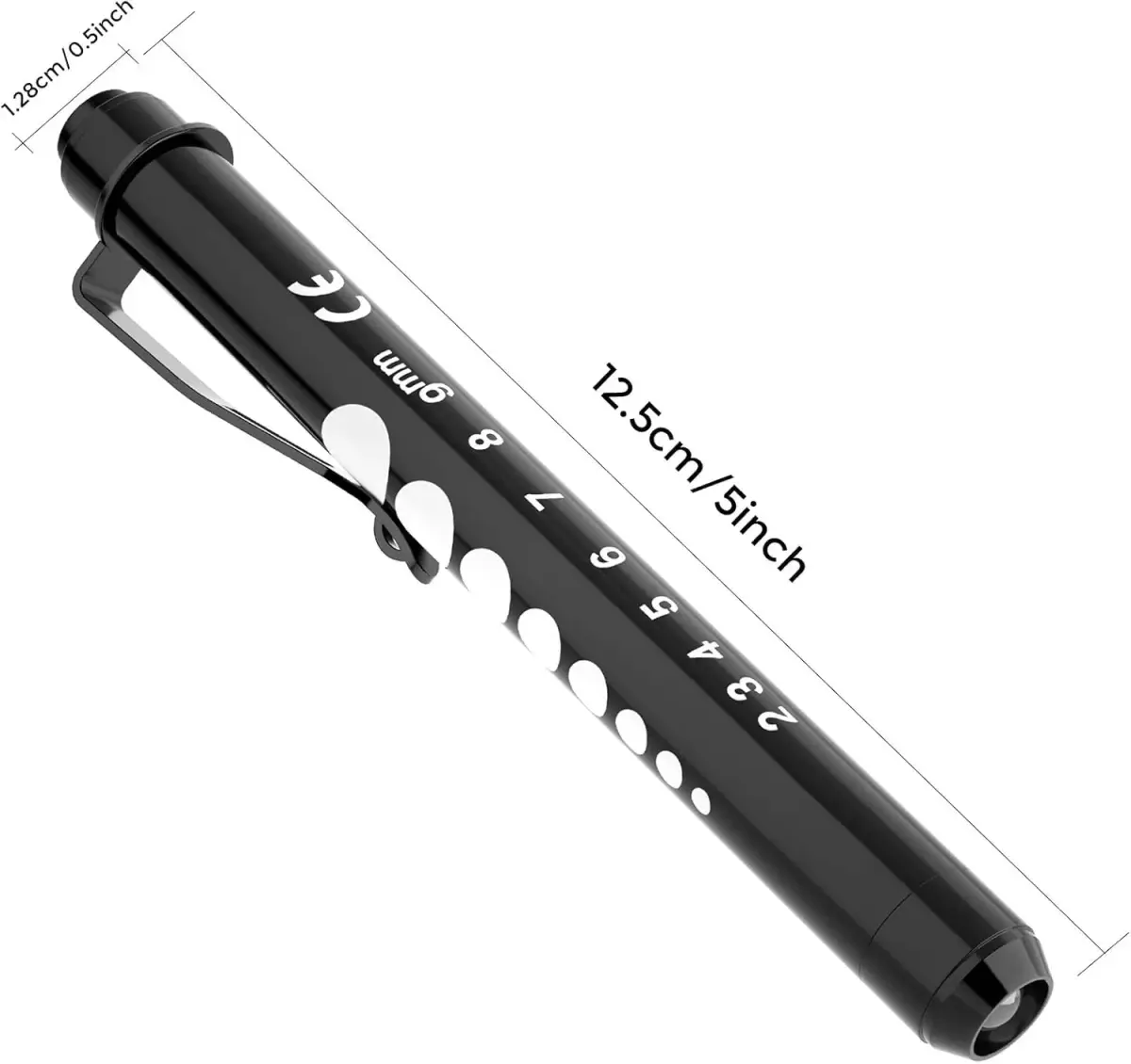 RISEMART Pen Lights for Nurses 2 Pack (Black/White) | White Light LED Medical Penlight with Pupil Gauge & Ruler - view 4