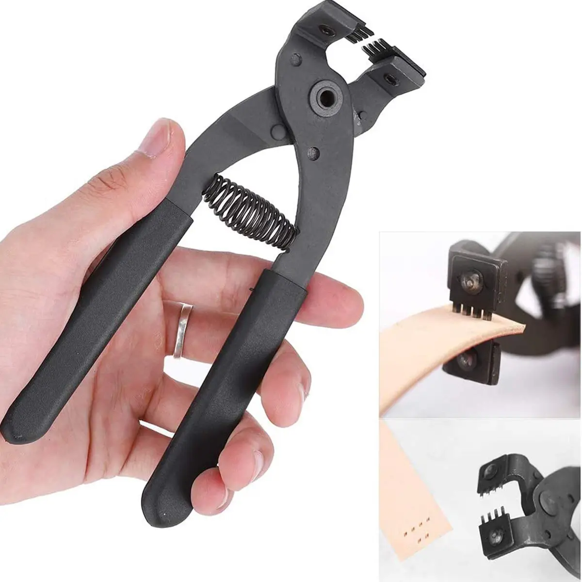 Terizger Leather Stitching Hole Punch Plier Clamp Cutter 4mm (4 Prong) | Heavy Duty Steel Tool for DIY Craft - view 3
