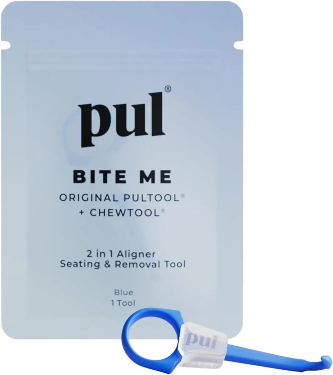 PUL 2-in-1 Aligner Removal Tool and Chewies for Invisalign, Retainers & Trays - Blue | Patented Hygienic Orthodontic Accessory - main product image