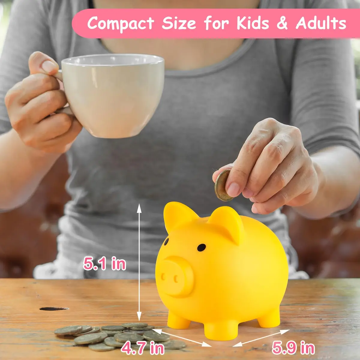 PJDRLLC Piggy Bank for Kids - Unbreakable Plastic Money Bank - Medium Size | Toddler Tough, Bright Colors, 2-7 Years - view 4