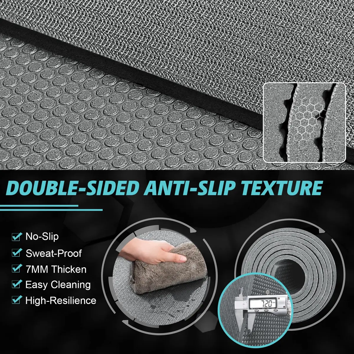 anngrowy 8' x 5' Exercise Mat | Extra Large Non-Slip Workout Floor Cover - view 2
