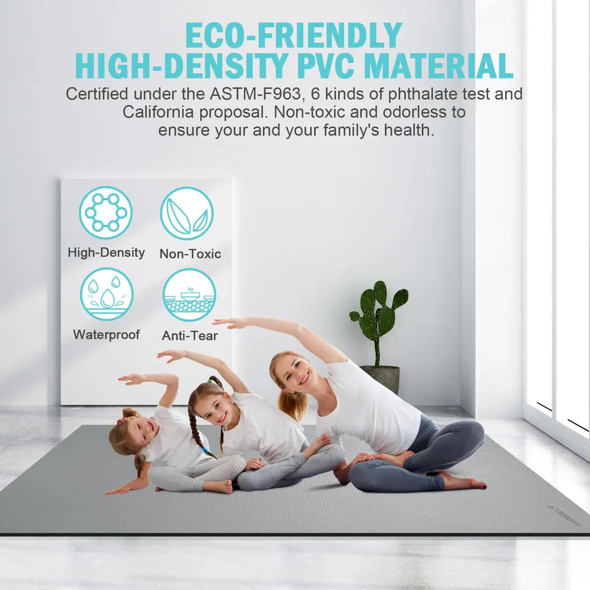 anngrowy 8' x 5' Exercise Mat | Extra Large Non-Slip Workout Floor Cover - view 3