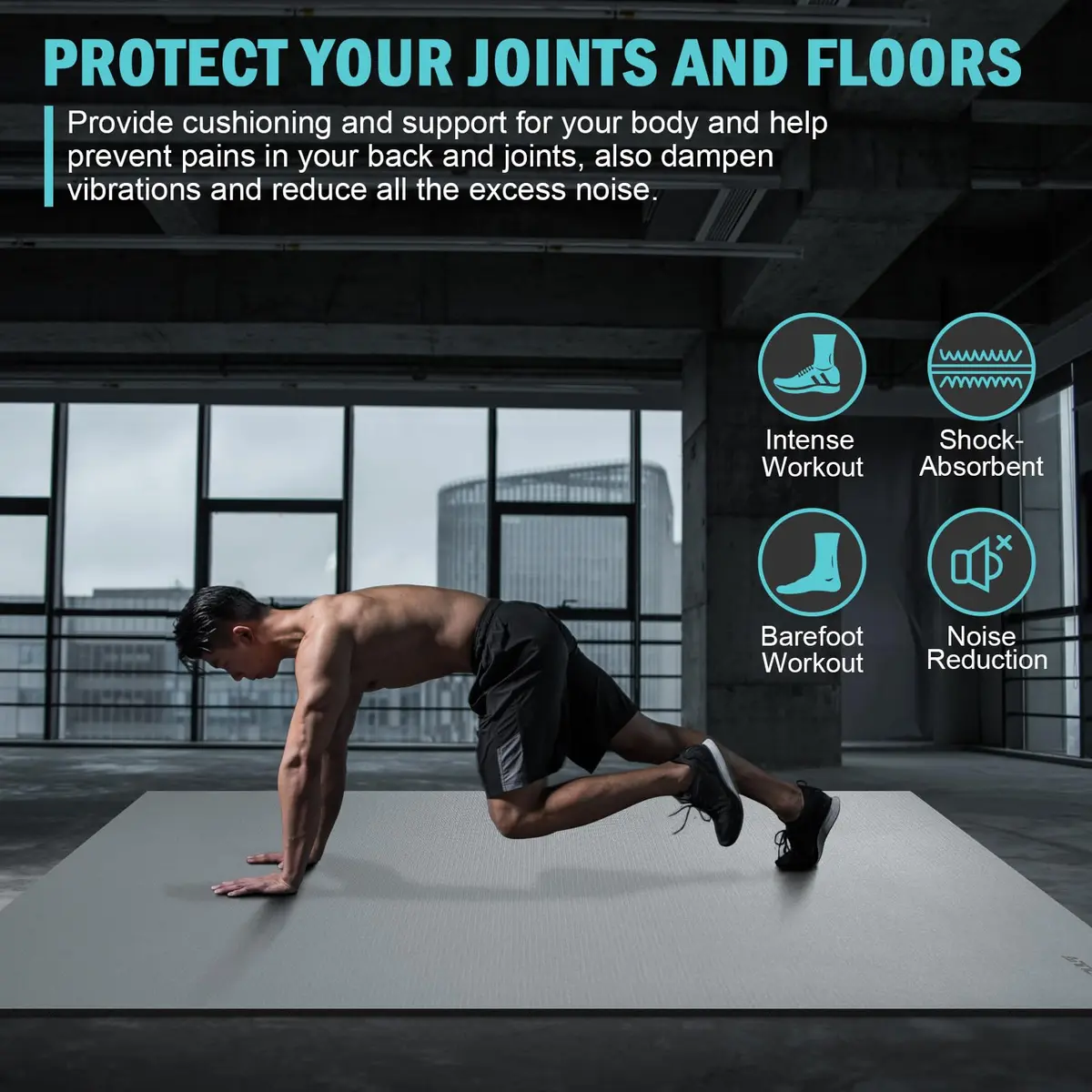 anngrowy 8' x 5' Exercise Mat | Extra Large Non-Slip Workout Floor Cover - view 4