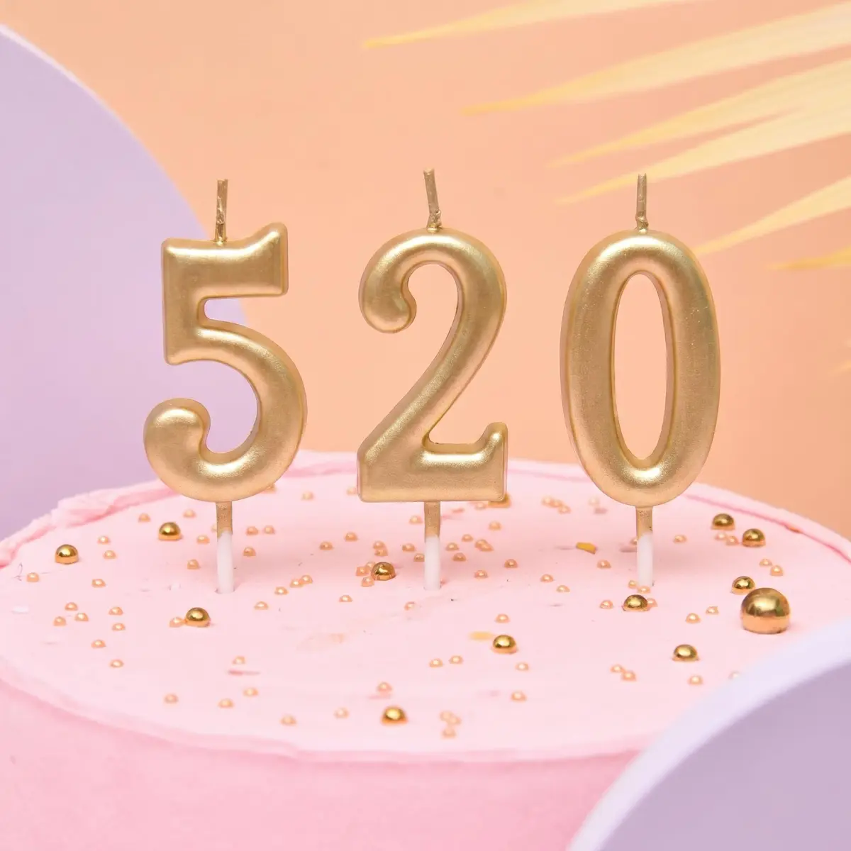 PHD CAKE Champagne Gold Number Birthday Candles 0-9 | 10 Pieces, 4.33 inches Tall - view 2