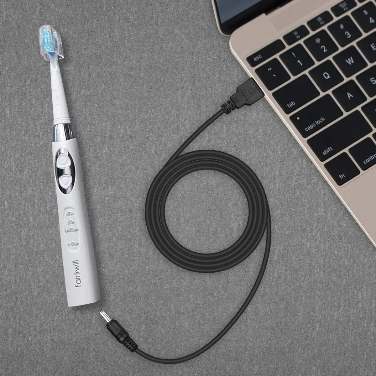 Smays USB to DC Round Tip Charging Cable 1.5m (5ft) 2-Pack | Compatible with Fairywill, Bitvae, Foreo Luna - view 6