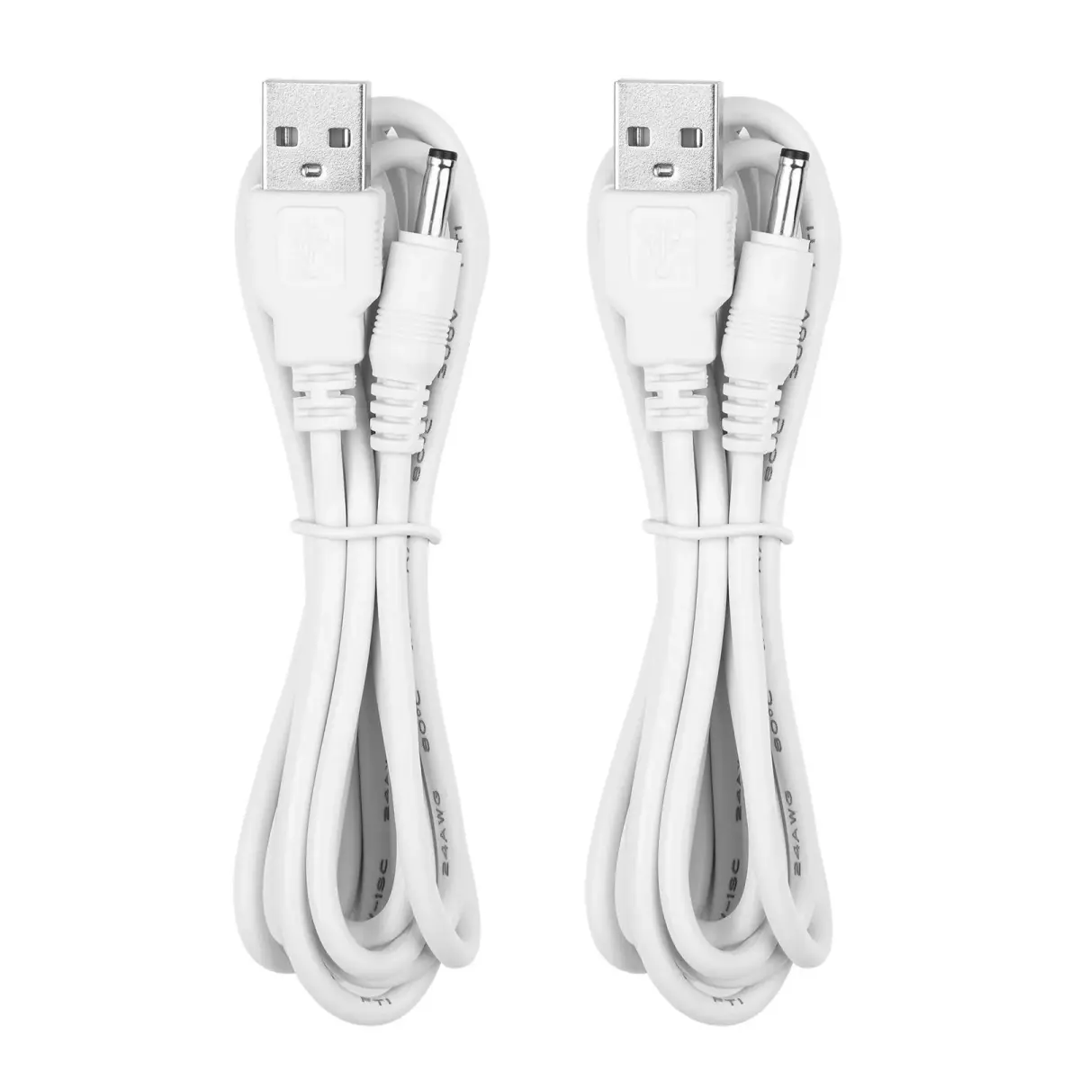 Smays USB to DC Charging Cable 1.5m (5 ft) 2-Pack | Compatible with Nuface Mini Toothbrush & Foreo Facial Brush - main product image