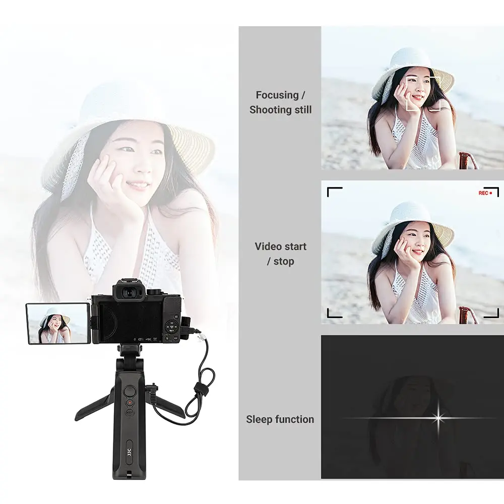 JJC Wired Shooting Grip Tripod for Panasonic Lumix DC-ZS99 G100D S9 Camera | Vlog & Selfie Support with Table-Top Mode - view 4