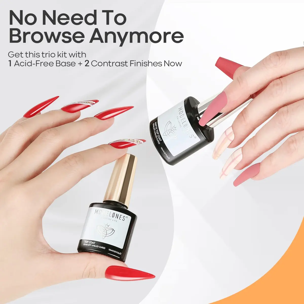 modelones Gel Top Base Coat Set No Wipe Clear Gel Polish Glossy Matte | Long Lasting & Versatile (70-120 chars) - view 6