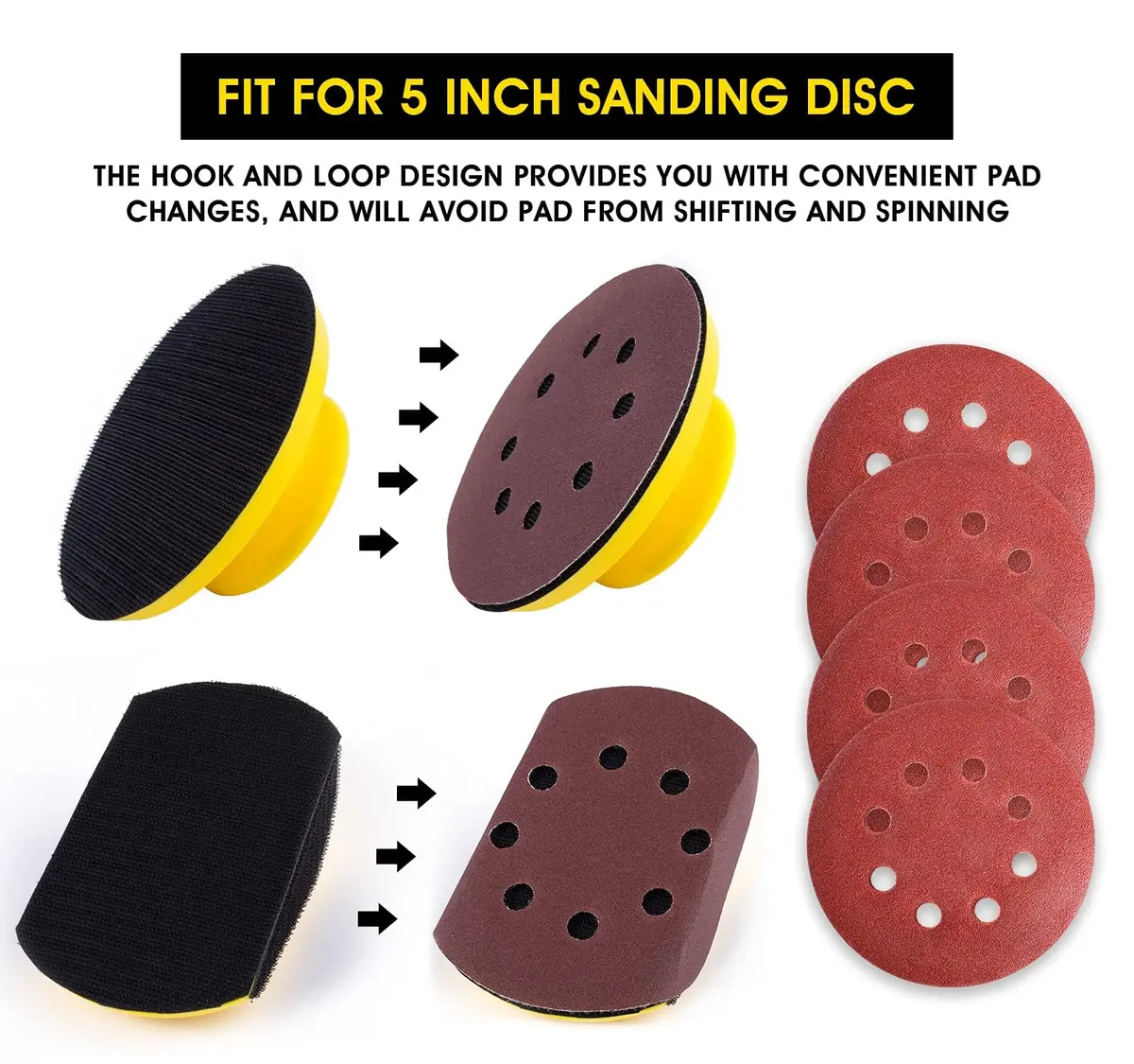 S SATC 5 Inch Sanding Blocks (2-Pack) | Hook and Loop Hand Sanding for Woodworking & Crafts - view 4