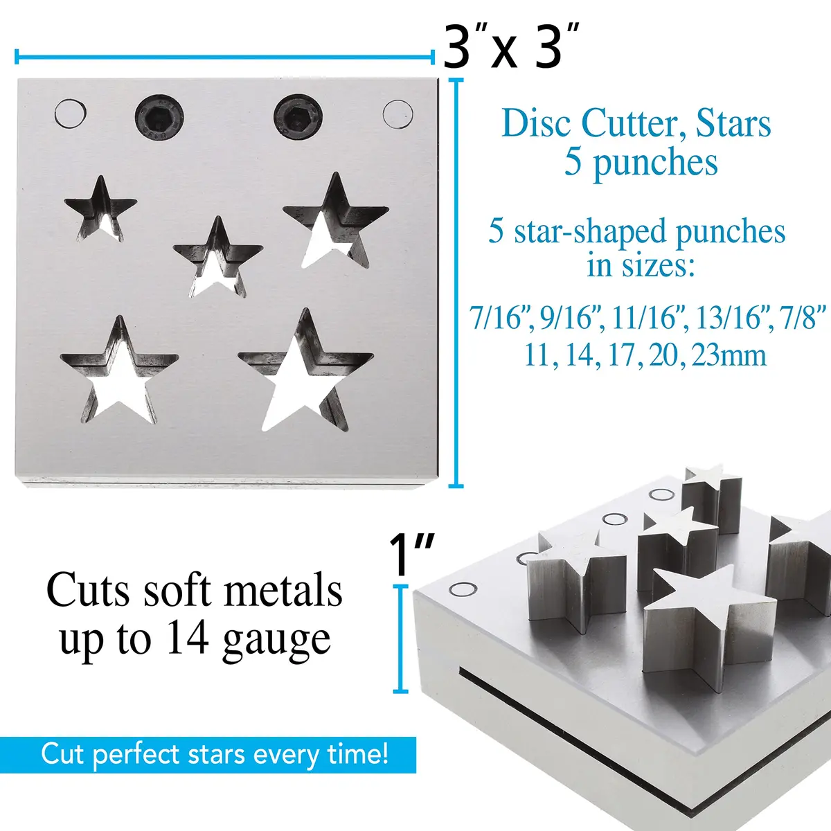 The Beadsmith Steel Star Disc Cutter Set with 5 Punches and Die | Metal Star Cutting Tool for Jewelry & Crafts - view 3