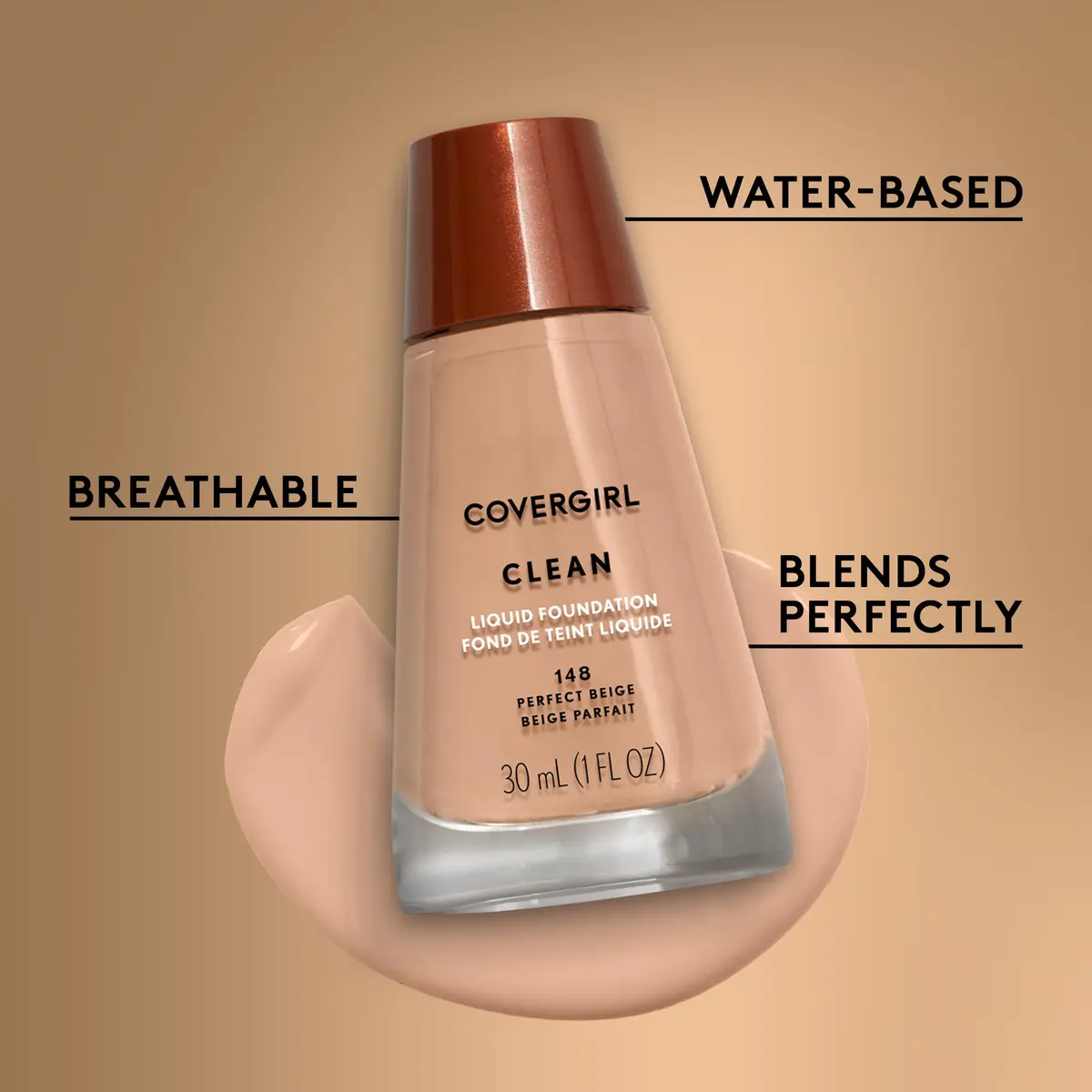 COVERGIRL Clean Liquid Foundation, Deep Golden 170 | Natural, Lightweight & Cruelty-Free (70-120 chars) - view 5