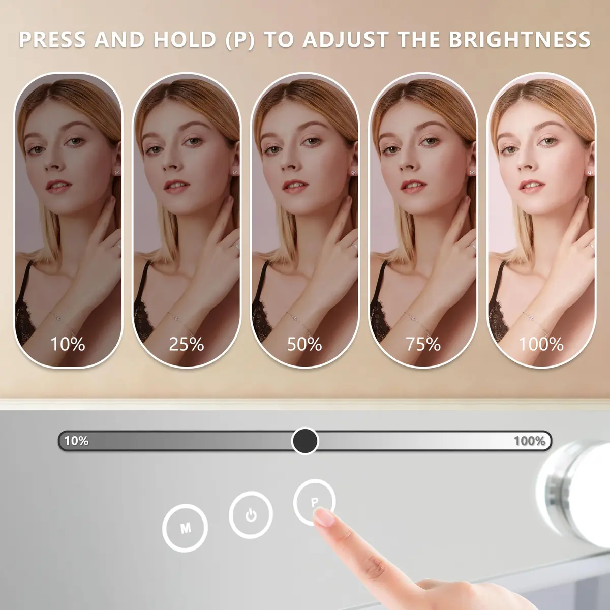 NUSVAN Vanity Makeup Mirror with Lights, 3 Color Modes, 10X Magnification, 360° Rotation, White (14.6Inch) | Adjustable Brightness & Detachable Mirror - view 3