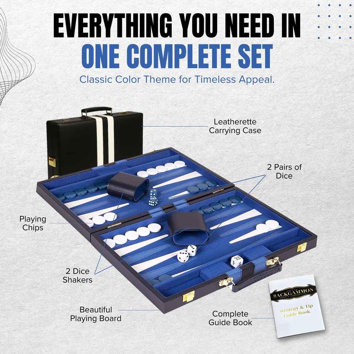 Crazy Games Premium Backgammon 11" Small Blue - Travel Board Game for Adults & Kids - view 9