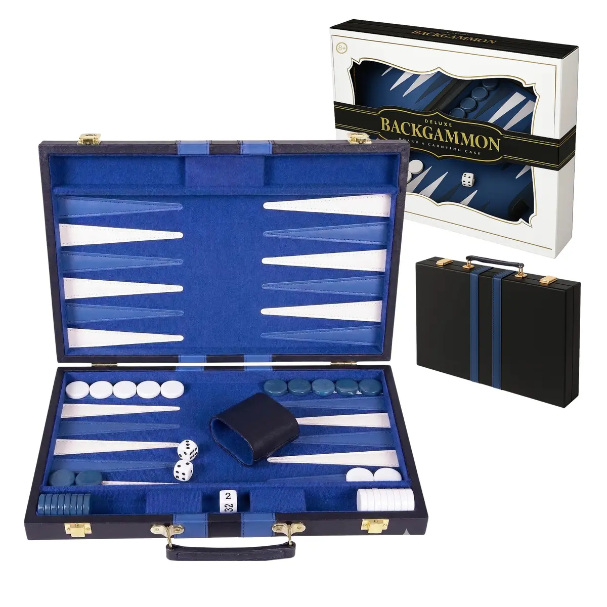 Crazy Games Premium Backgammon 11" Small Blue - Travel Board Game for Adults & Kids - view 2