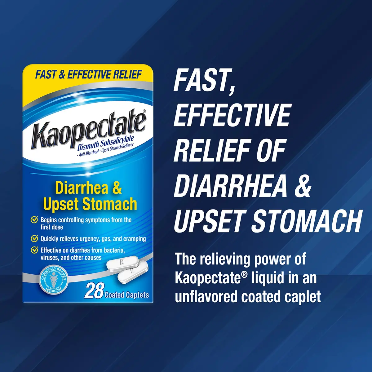 Kaopectate Multi-Symptom Anti-Diarrheal & Upset Stomach Reliever, 28 Caplet | Fast-Acting GI Relief for Adults - view 2